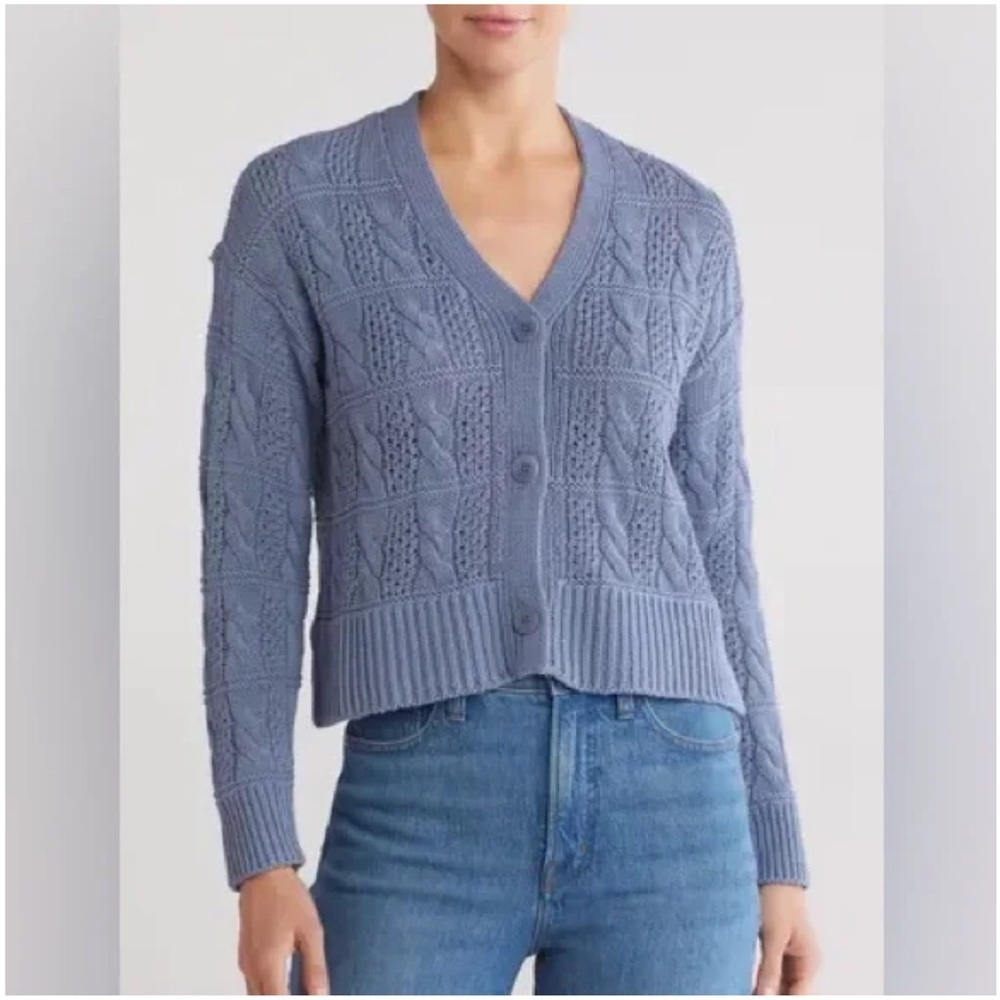 Madewell Open Stitch Cable Cotton Cardigan Sweater